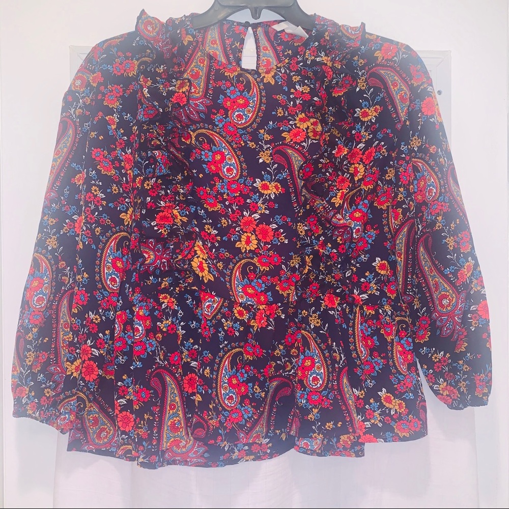 H&M Multi Color Ruffled Top Size 4